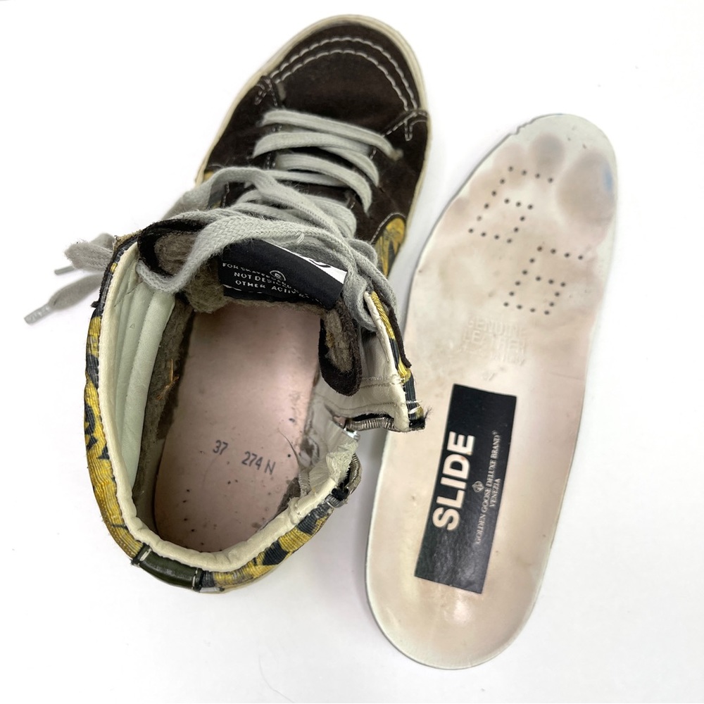GOLDEN GOOSE Black Yellow Field Slide Sneakers Rare Size 37 - Picture 10 of 15